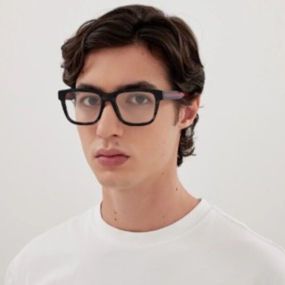 Gucci GG1870O 005 Eyeglasses Black/Red 56mm Square Frame - Picture 2 of 9